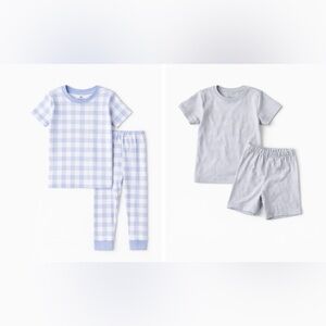 The Honest Company Blue Checkered and Gray Pajama Set